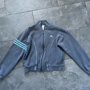 Vintage Cropped Gray Adidas Bomber Jacket
